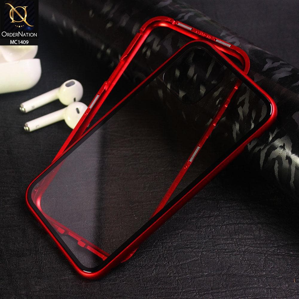 Luxury HQ Magnetic Back Glass Case For iPhone 11 Pro - No Glass On Screen Side - Red