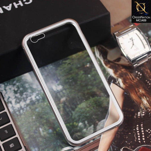 Luxury HQ Magnetic Back Glass Case for Iphone 6 - No Glass On Screen Side - Silver