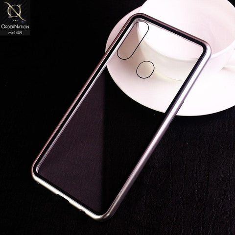 Oppo A31 Cover - Silver - Luxury HQ Magnetic Back Glass Case - No Glass On Screen Side