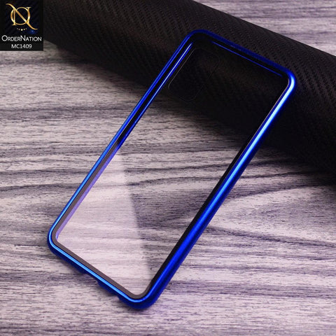 Vivo V17 Cover - Blue - Luxury HQ Magnetic Back Glass Case No Glass On Screen Side