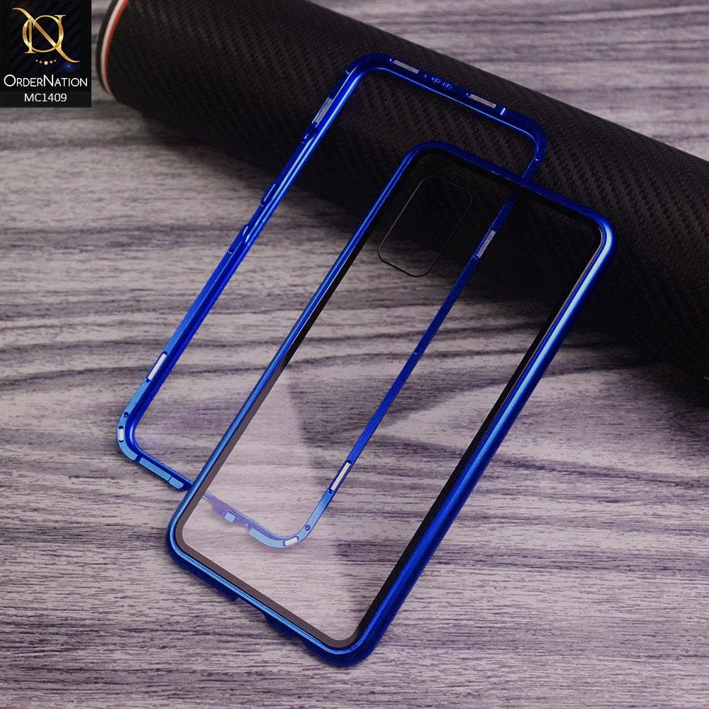 Vivo V19 Neo Cover - Blue - Luxury HQ Magnetic Back Glass Case No Glass On Screen Side