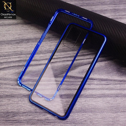 Vivo Y50 Cover - Blue - Luxury HQ Magnetic Back Glass Case No Glass On Screen Side