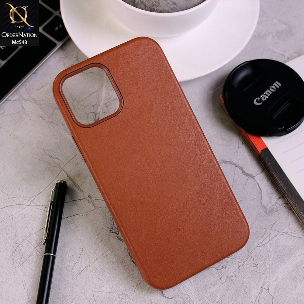 iPhone 13 Pro Max Cover - Brown - Luxury Elegant Leather Soft Case