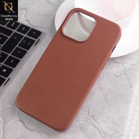 iPhone 14 Pro Max Cover - Brown -  Luxury Elegant Leather Soft Case