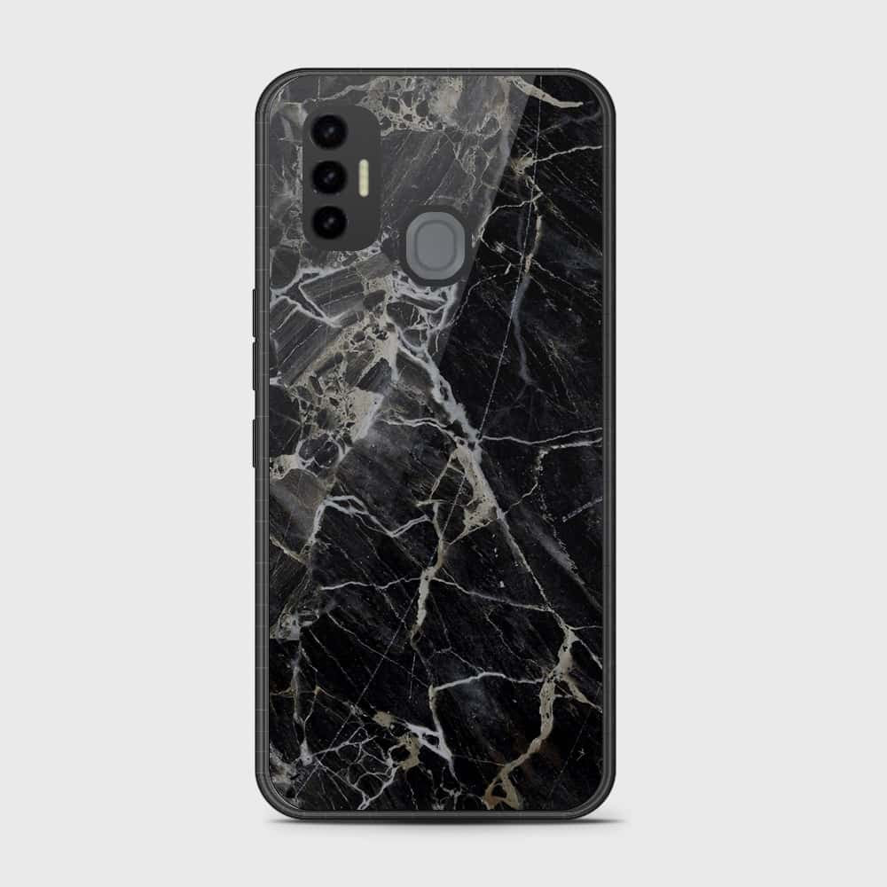 Tecno Spark 7 Cover- Black Marble Series - HQ Premium Shine Durable Shatterproof Case