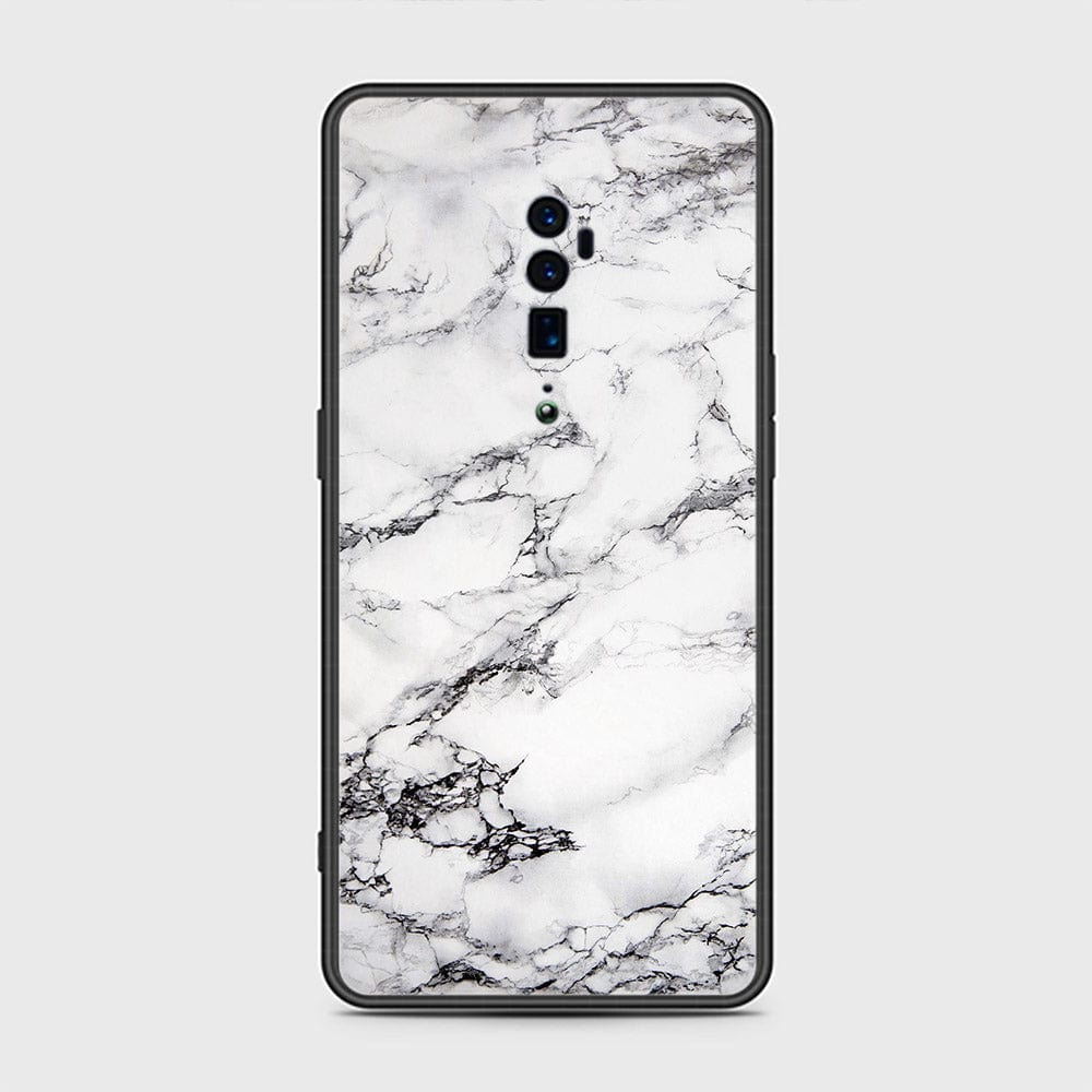 Oppo Reno 10x Zoom Cover- White Marble Series - HQ Premium Shine Durable Shatterproof Case - Soft Silicon Borders