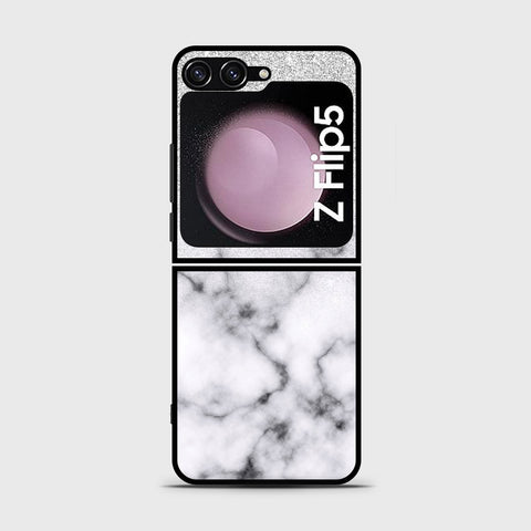 Samsung Galaxy Z Flip 5 5G  Cover- White Marble Series - HQ Premium Shine Durable Shatterproof Case