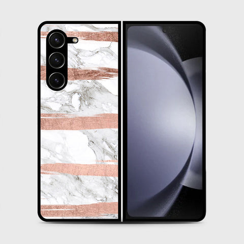 Samsung Galaxy Z Fold 5 5G  Cover- White Marble Series - HQ Premium Shine Durable Shatterproof Case