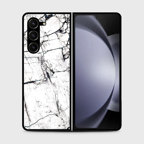 Samsung Galaxy Z Fold 5 5G  Cover- White Marble Series 2 - HQ Premium Shine Durable Shatterproof Case