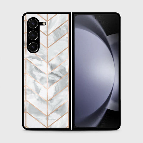 Samsung Galaxy Z Fold 5 5G  Cover- White Marble Series 2 - HQ Premium Shine Durable Shatterproof Case