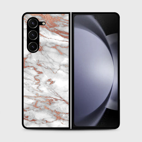 Samsung Galaxy Z Fold 5 5G  Cover- White Marble Series 2 - HQ Premium Shine Durable Shatterproof Case