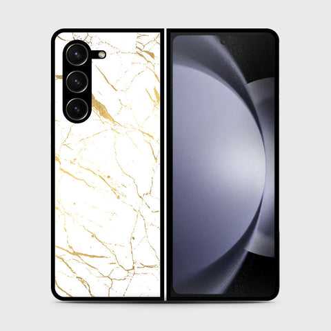 Samsung Galaxy Z Fold 5 5G  Cover- White Marble Series 2 - HQ Premium Shine Durable Shatterproof Case