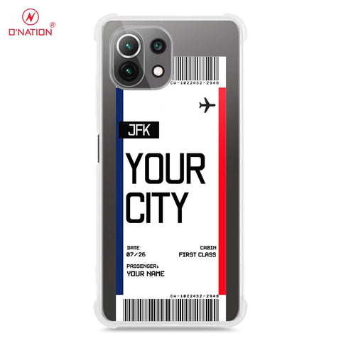 Xiaomi Mi 11 Cover - Personalised Boarding Pass Ticket Series - 5 Designs - Clear Phone Case - Soft Silicon Borders