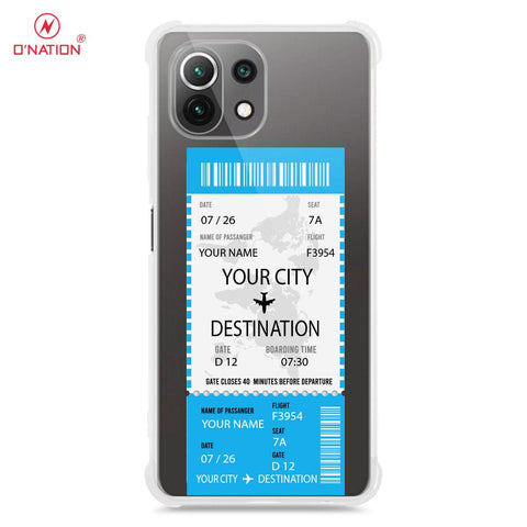 Xiaomi Mi 11 Cover - Personalised Boarding Pass Ticket Series - 5 Designs - Clear Phone Case - Soft Silicon Borders