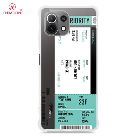 Xiaomi Mi 11 Cover - Personalised Boarding Pass Ticket Series - 5 Designs - Clear Phone Case - Soft Silicon Borders