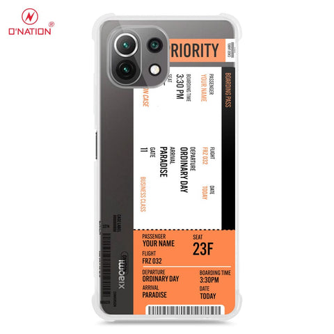 Xiaomi Mi 11 Cover - Personalised Boarding Pass Ticket Series - 5 Designs - Clear Phone Case - Soft Silicon Borders