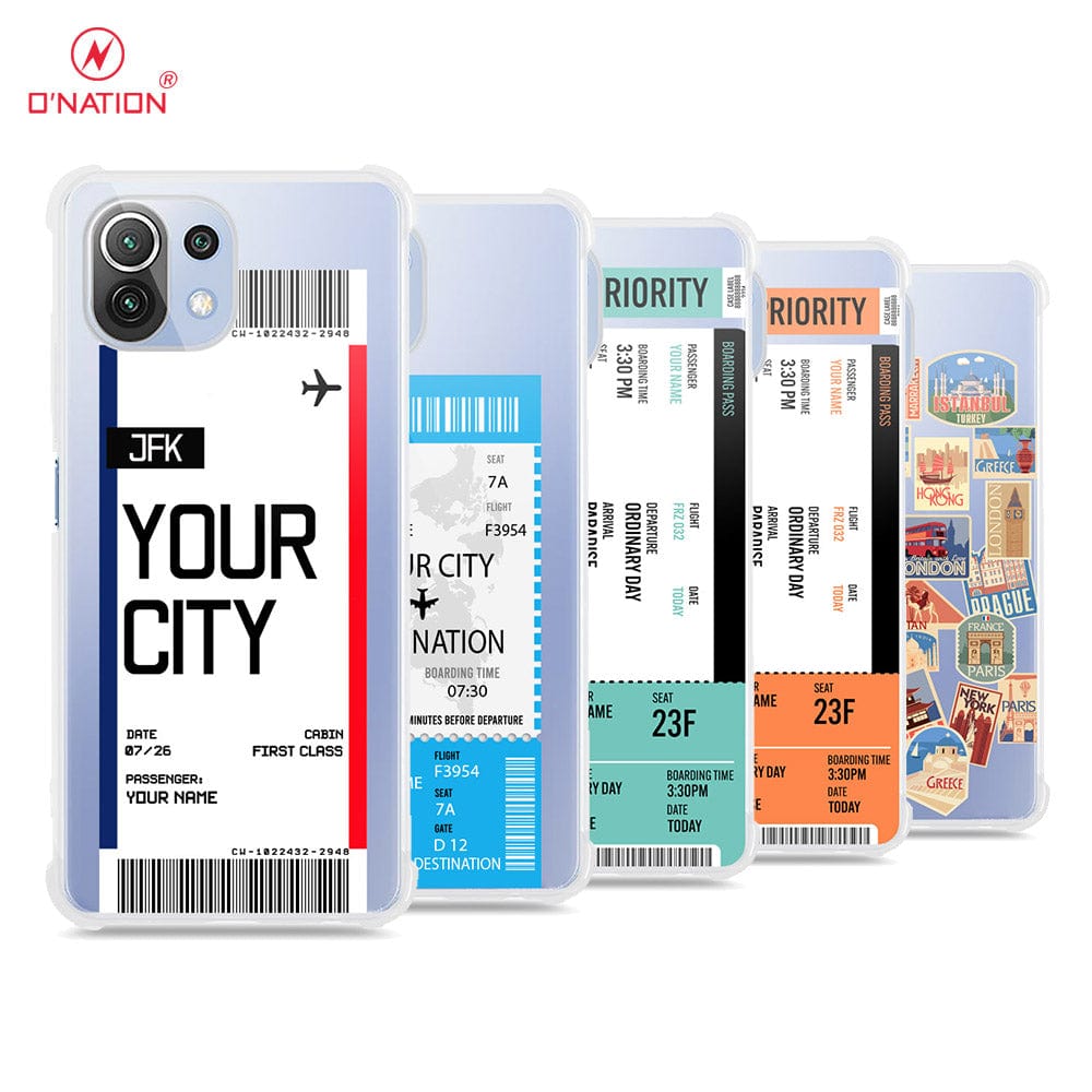 Xiaomi Mi 11 Lite Cover - Personalised Boarding Pass Ticket Series - 5 Designs - Clear Phone Case - Soft Silicon Borders