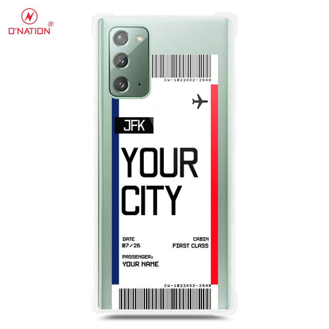 Samsung Galaxy Note 20 Cover - Personalised Boarding Pass Ticket Series - 5 Designs - Clear Phone Case - Soft Silicon Borders