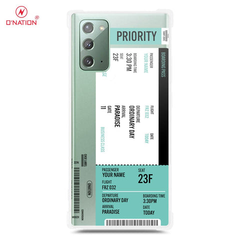 Samsung Galaxy Note 20 Cover - Personalised Boarding Pass Ticket Series - 5 Designs - Clear Phone Case - Soft Silicon Borders