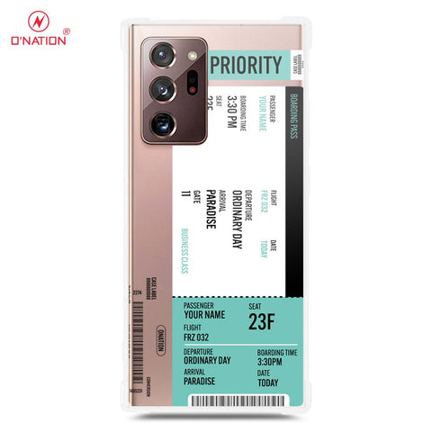 Samsung Galaxy Note 20 Ultra Cover - Personalised Boarding Pass Ticket Series - 5 Designs - Clear Phone Case - Soft Silicon Borders