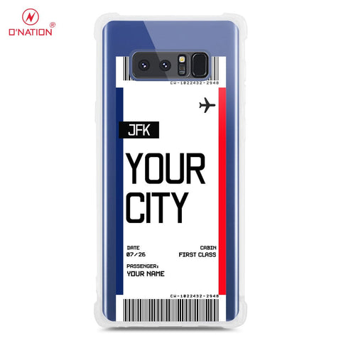 Samsung Galaxy Note 8 Cover - Personalised Boarding Pass Ticket Series - 5 Designs - Clear Phone Case - Soft Silicon Borders