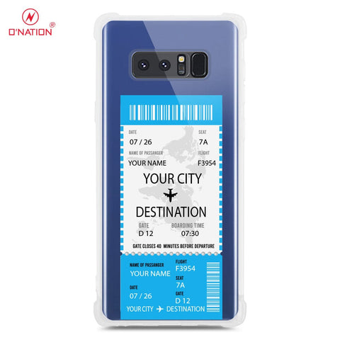 Samsung Galaxy Note 8 Cover - Personalised Boarding Pass Ticket Series - 5 Designs - Clear Phone Case - Soft Silicon Borders