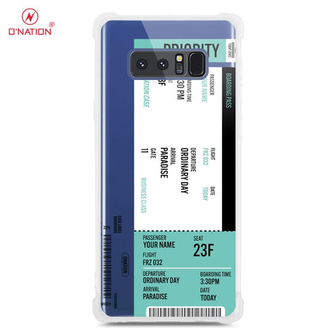 Samsung Galaxy Note 8 Cover - Personalised Boarding Pass Ticket Series - 5 Designs - Clear Phone Case - Soft Silicon Borders