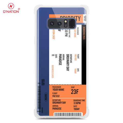 Samsung Galaxy Note 8 Cover - Personalised Boarding Pass Ticket Series - 5 Designs - Clear Phone Case - Soft Silicon Borders