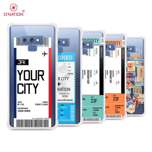 Samsung Galaxy Note 9 Cover - Personalised Boarding Pass Ticket Series - 5 Designs - Clear Phone Case - Soft Silicon Borders