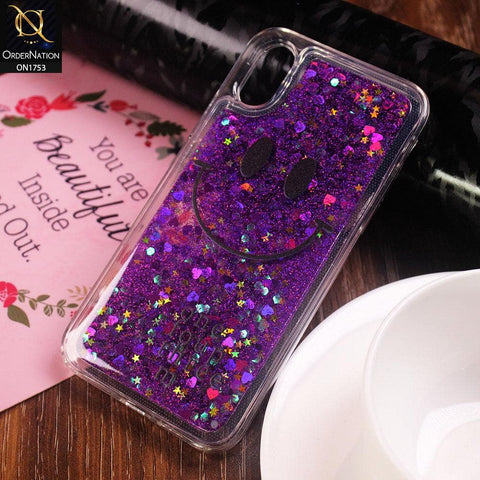 Cute Glitter Smile Pattern Hard PC Back Cover For iPhone XS / X - Purple