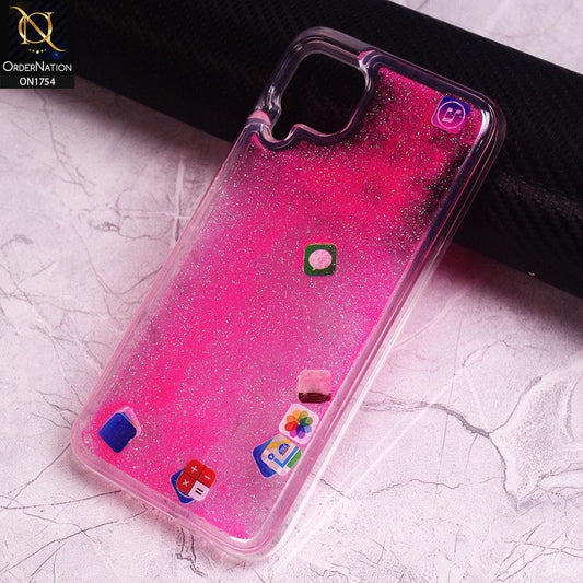 Huawei P40 lite Cover - Pink - Design 2 - Floating Liquid Bling Glitter Icons Soft Borders Protective Case