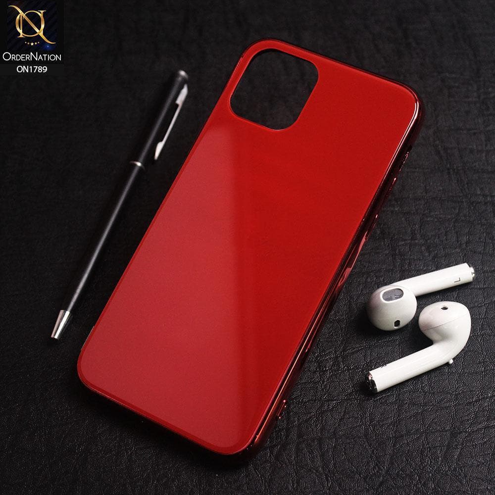 iPhone 11 Pro Cover - Red - Shiny Tempered Glass Soft Case