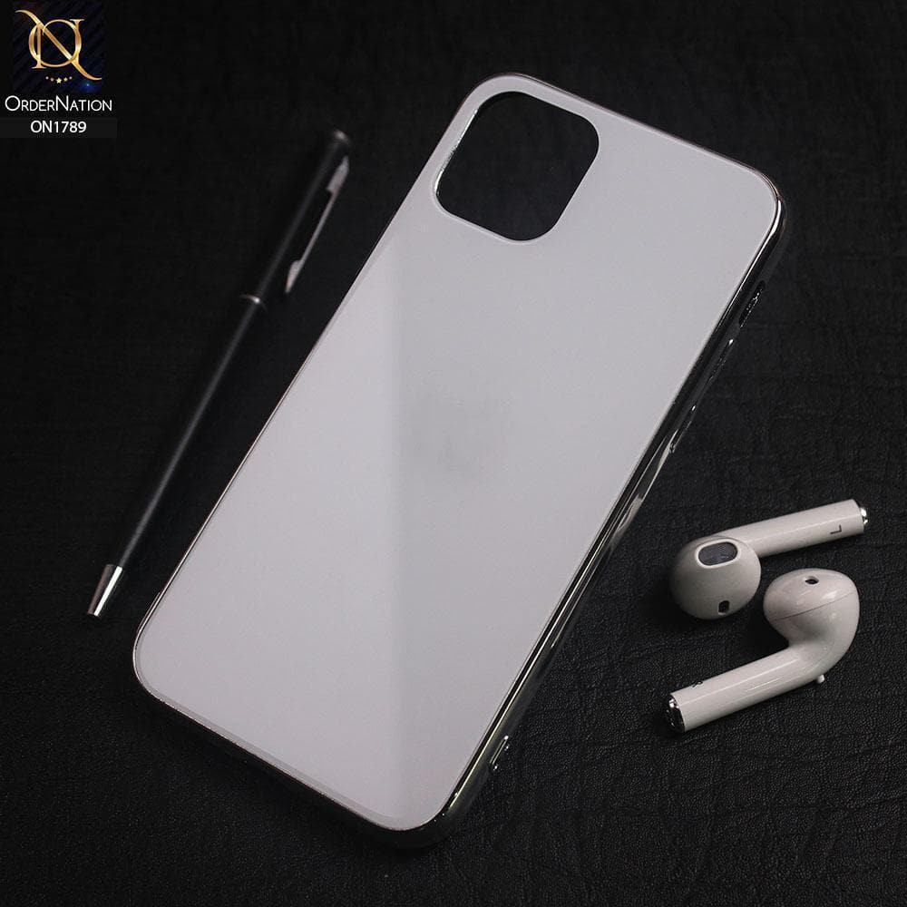 iPhone 11 Cover - White - Shiny Tempered Glass Soft Case