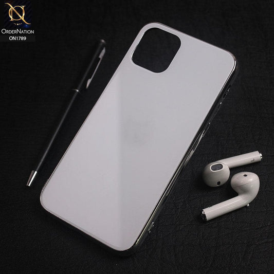 iPhone 11 Cover - White - Shiny Tempered Glass Soft Case