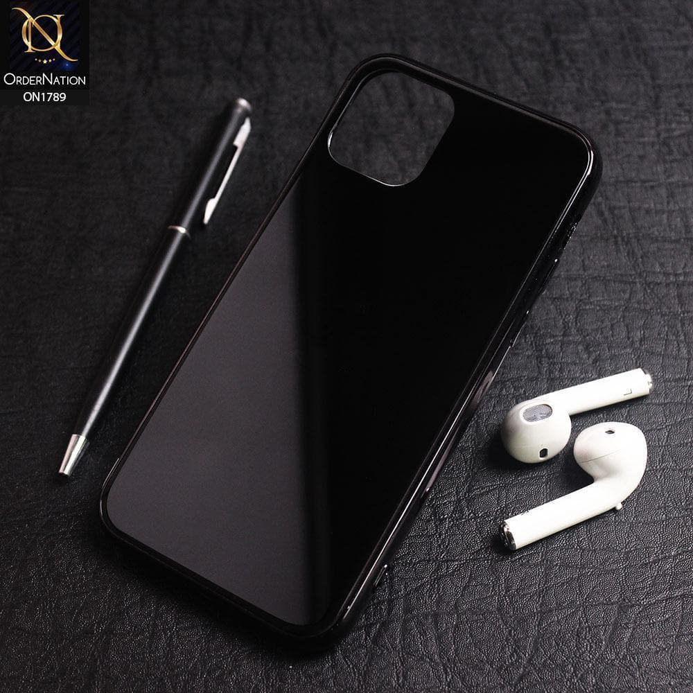 iPhone 11 Pro Max Cover - Black - Shiny Tempered Glass Soft Case