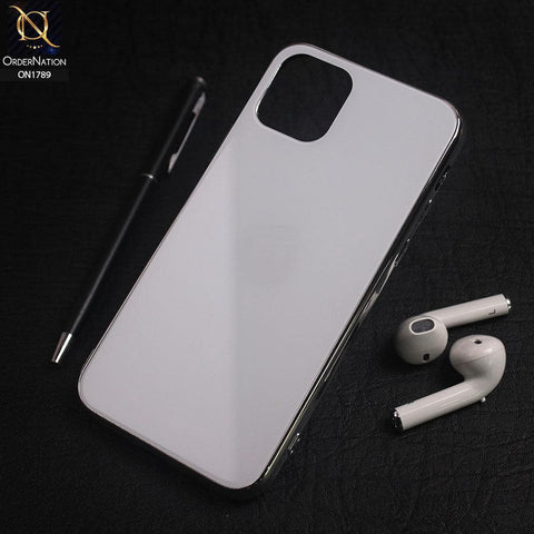 iPhone 11 Pro Max Cover - White - Shiny Tempered Glass Soft Case