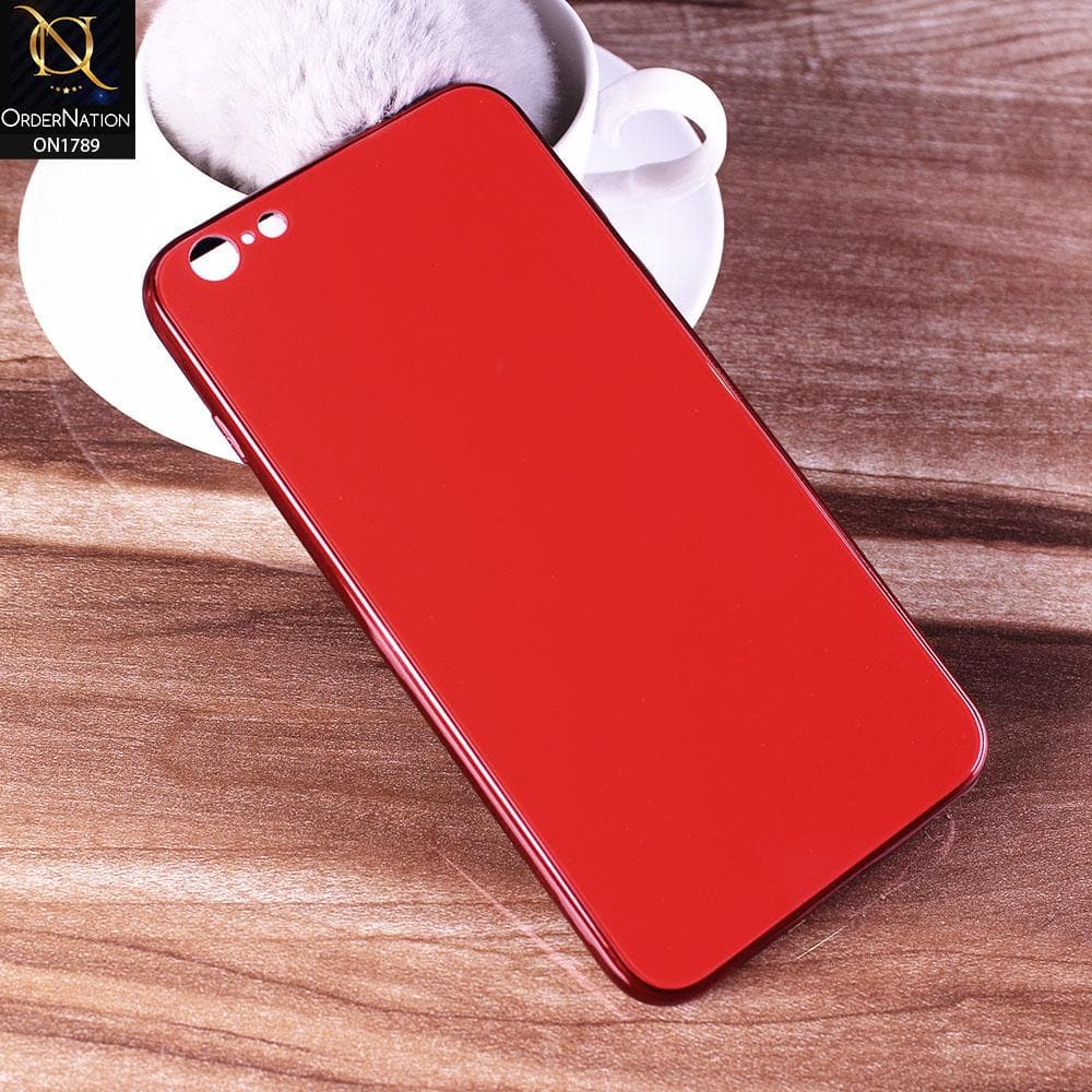 iPhone 6S / 6 Cover - Red - Shiny Tempered Glass Soft Case