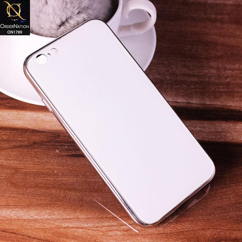 iPhone 6S / 6 Cover - White - Shiny Tempered Glass Soft Case