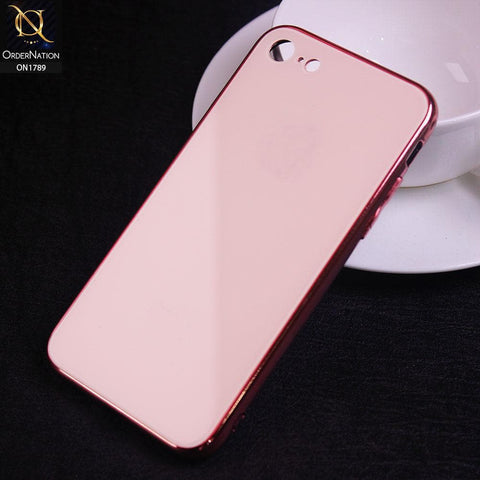 iPhone 8 / 7 Cover - Rose Gold - Shiny Tempered Glass Soft Case