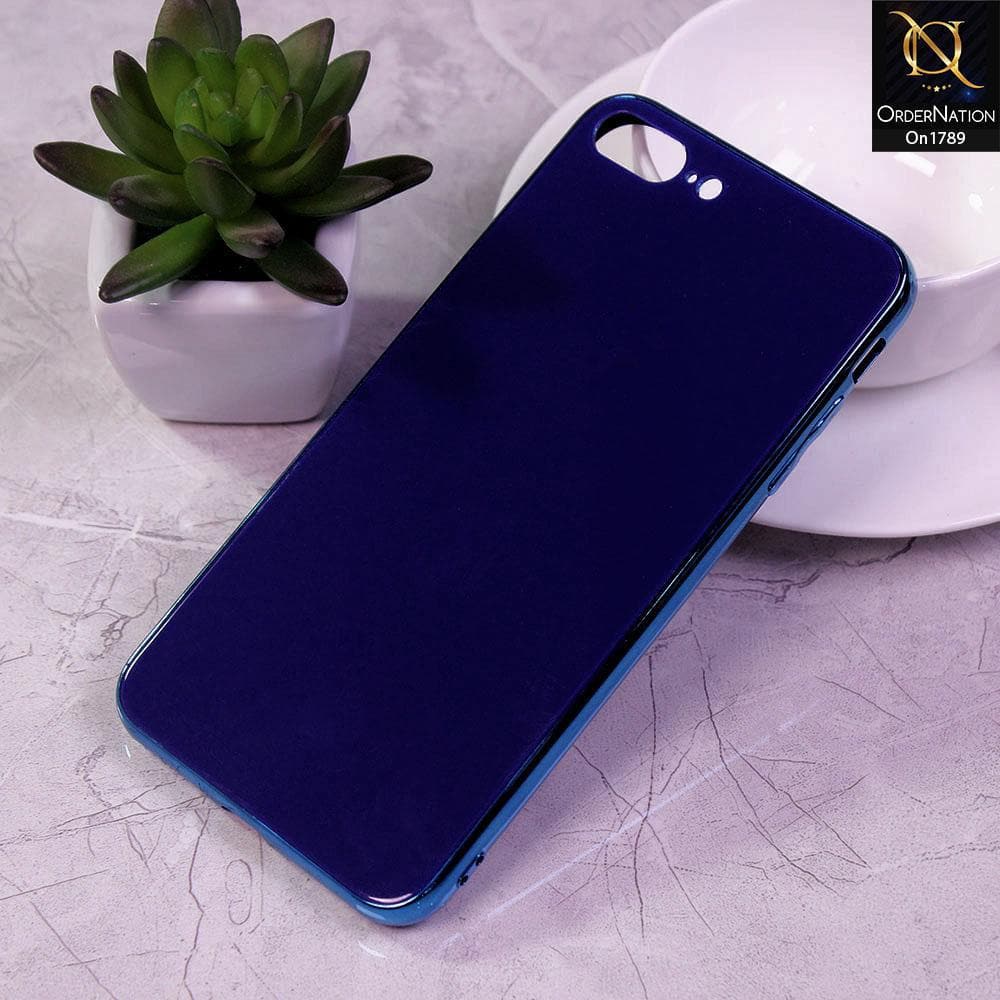 iPhone 8 Plus / 7 Plus Cover - Blue - Shiny Tempered Glass Soft Case