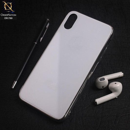 iPhone XS / X Cover - White - Shiny Tempered Glass Soft Case