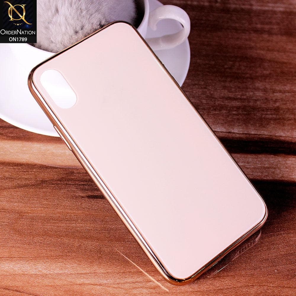 iPhone XS Max Cover - Golden - Shiny Tempered Glass Soft Case