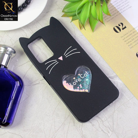 Vivo Y21G Cover - Black - Rubberized Love Heart Soft Cartoon Case