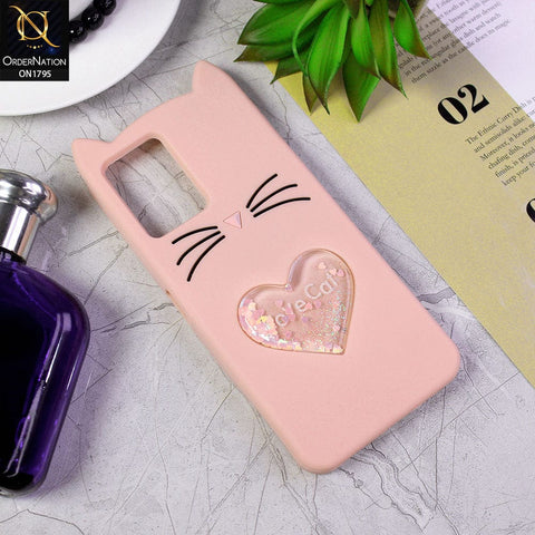 Vivo Y33s Cover - Pink - Rubberized Love Heart Soft Cartoon Case