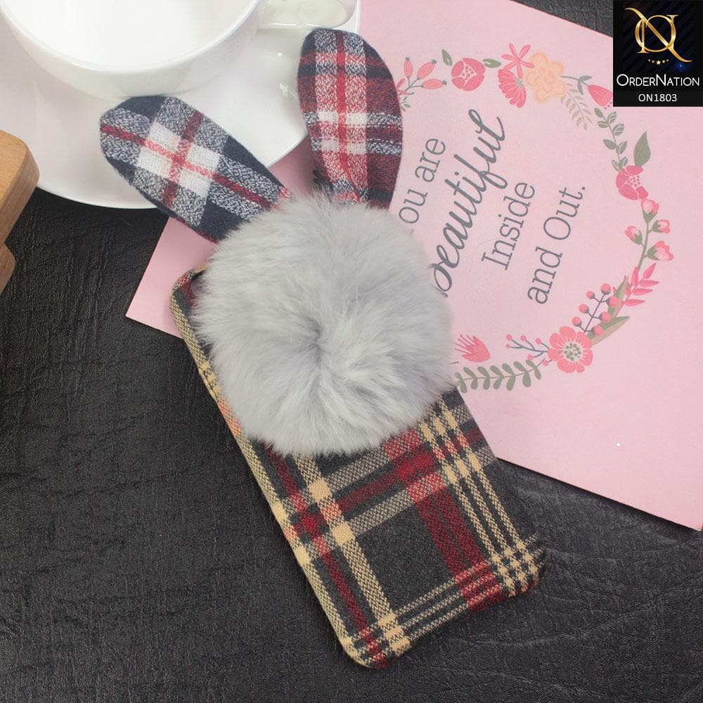 Stylish Cute British Plaid Ear Hair Ball Case For iPhone 6S / 6 - Red