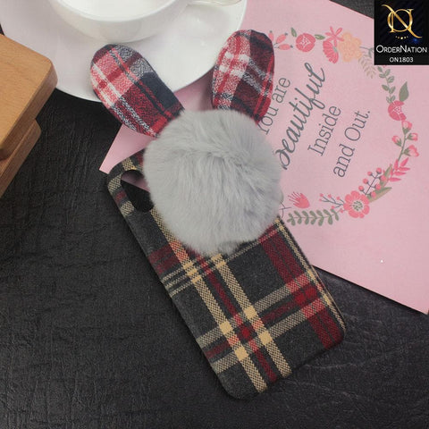 Stylish Cute British Plaid Ear Hair Ball Case For iPhone XS Max - Red