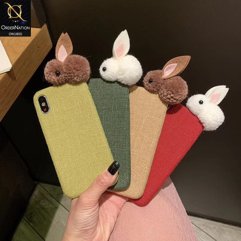 Rabbit Jeans Febric 3D Cartoon Soft Back Shell Case For iPhone 8 / 7 - Light Green