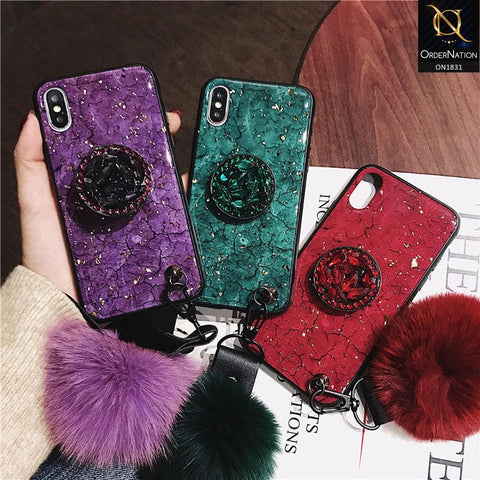 Cute Gold Foil Trending Crystal Shine Ring Phone Case For iPhone XS Max - Red