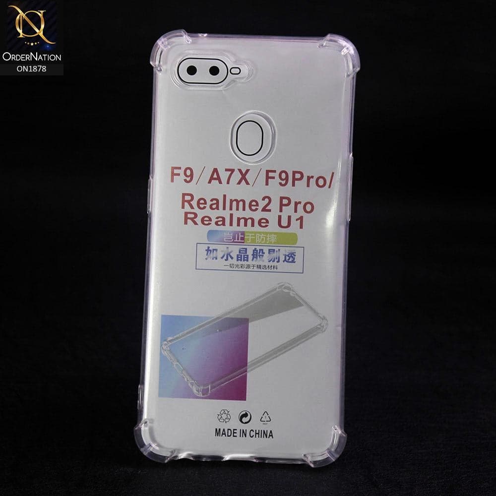 Soft 4D Design Shockproof Silicone Transparent Clear Case For Oppo F9 / F9 Pro