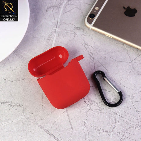 Apple Airpods 1 / 2 Cover - Red - Candy Color Soft Silicone Airpod Case